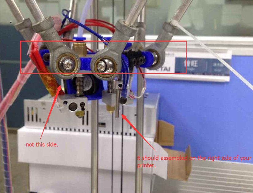 The probe MUST be on the right hand side pf the spider assembly, the nozzles will end up behind it.