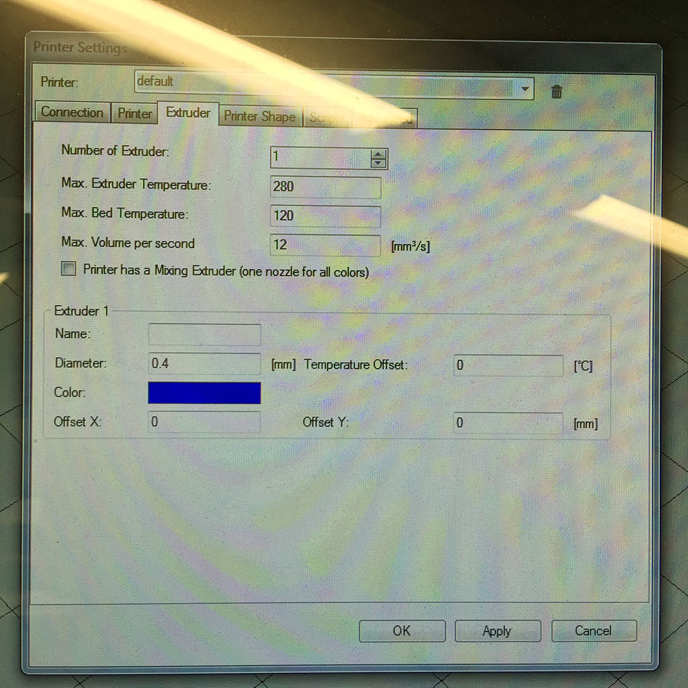 Extruder settings in Repetier