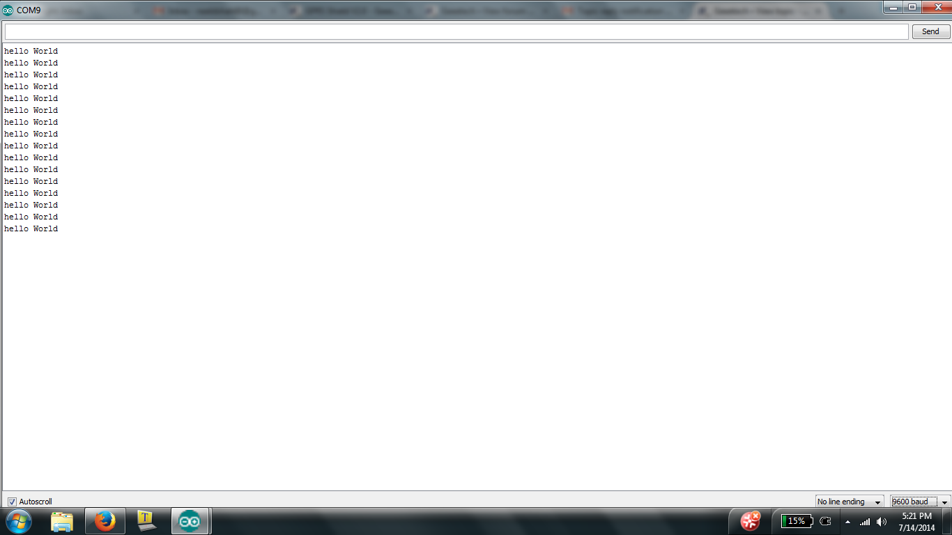 Out put of hello world program