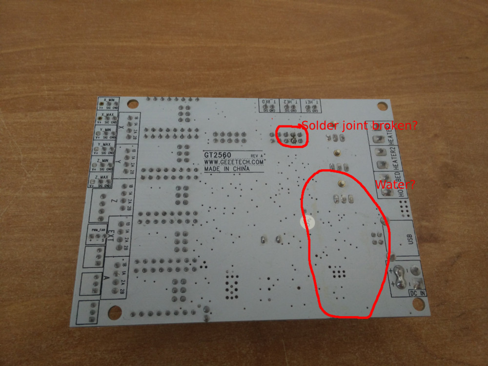 Water damaged and soldering joint