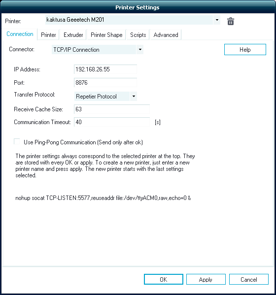 network connection configuration