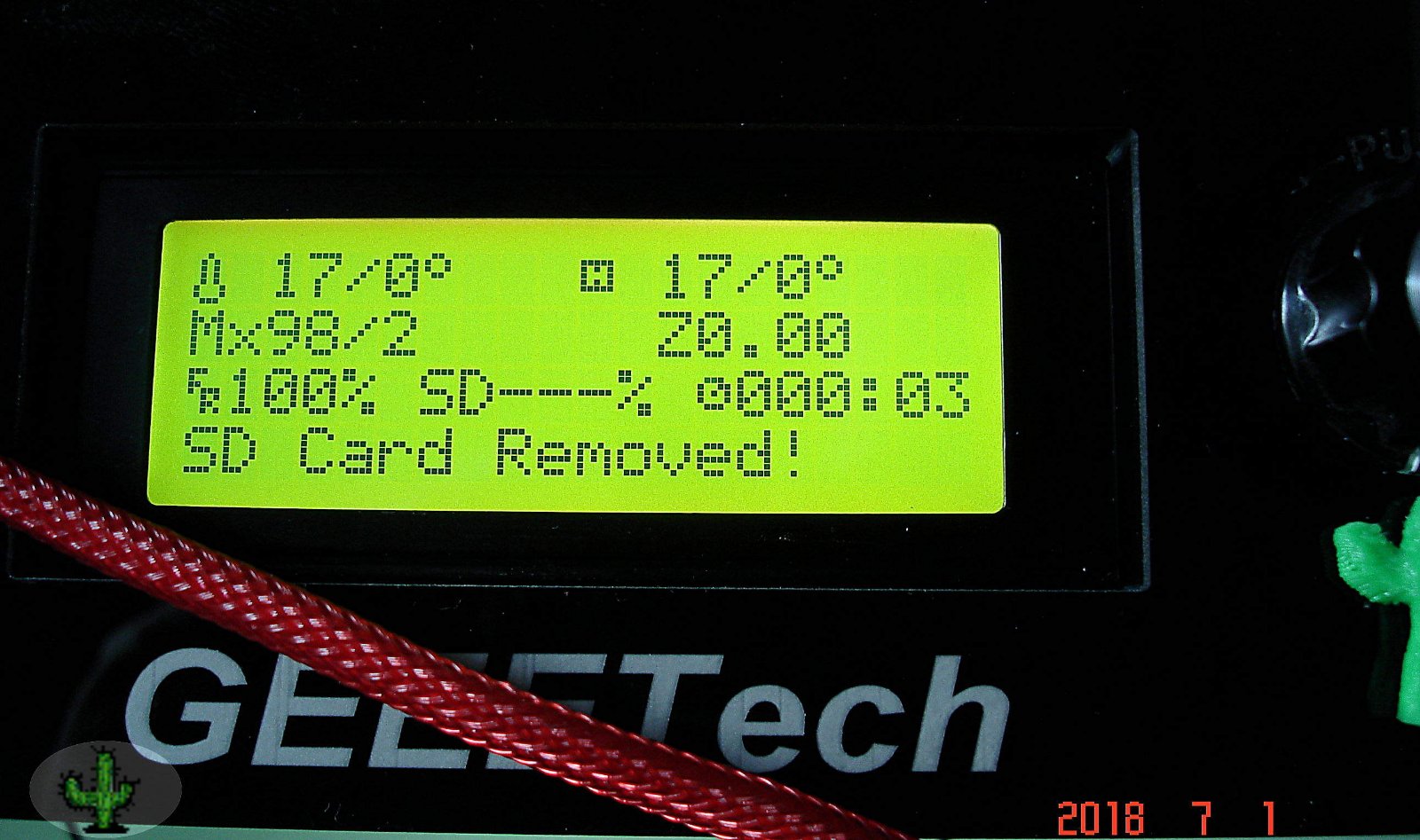 view of the display when power is turned on