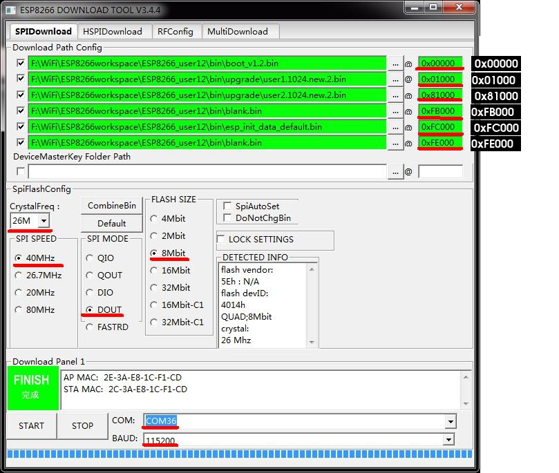 Configuring the ESP utility.